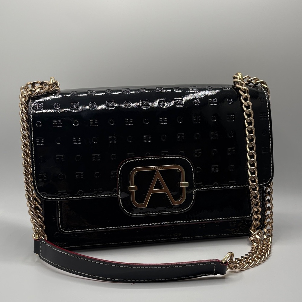 Arcadia genuine patent leather hand bag